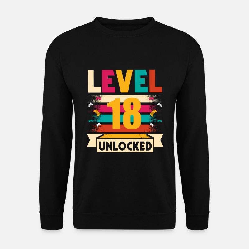 18 Birthday Gift Level 18 Unlocked - Unisex Sweatshirt - black