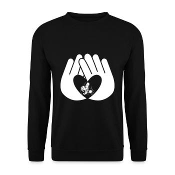Soudage Coeur Main Mains Amour - Sweat-shirt Unisexe - noir - Devant - Alina (178cm) & Michal (187cm)