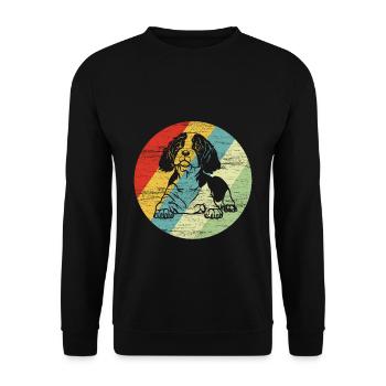 King Charles Spaniel Retro Hunde Geschenk - Unisex Pullover - Schwarz - Vorne - Alina (178cm) & Michal (187cm)