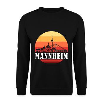 Mannheim Retro Skyline - Unisex Pullover - Schwarz - Vorne - Alina (178cm) & Michal (187cm)