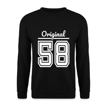 1958 Geburtsjahr, Jahrgang / 58. Geburtstag, Alter - Unisex Pullover - Schwarz - Vorne - Alina (178cm) & Michal (187cm)