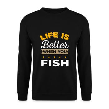 La vie est meilleure quand vous pêchez - Sweat-shirt Unisexe - noir - Devant - Alina (178cm) & Michal (187cm)