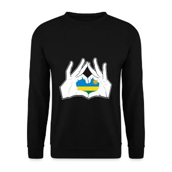 Ruanda Hand Herz Flagge - Unisex Pullover - Schwarz - Vorne - Alina (178cm) & Michal (187cm)