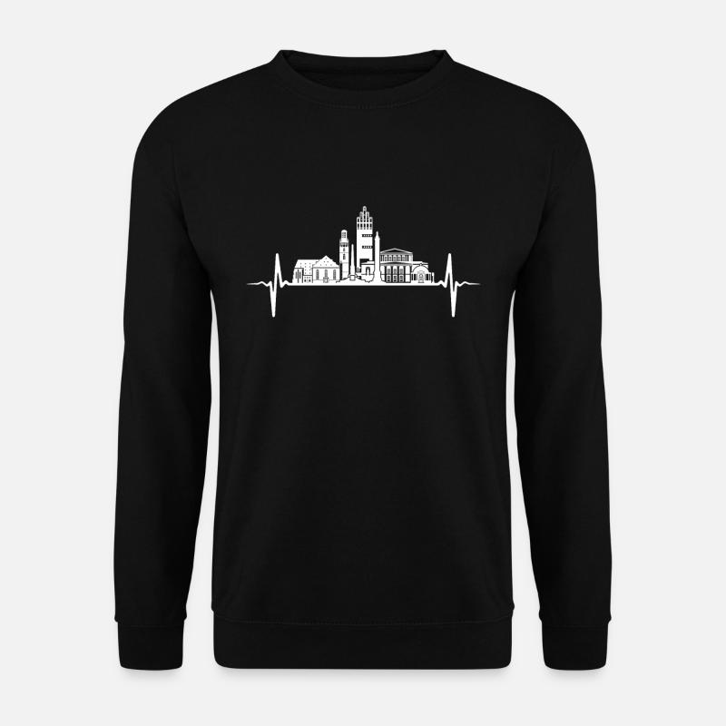 Darmstadt Herzschlag Geschenk Darmstädter Skyline - Unisex Pullover - Schwarz