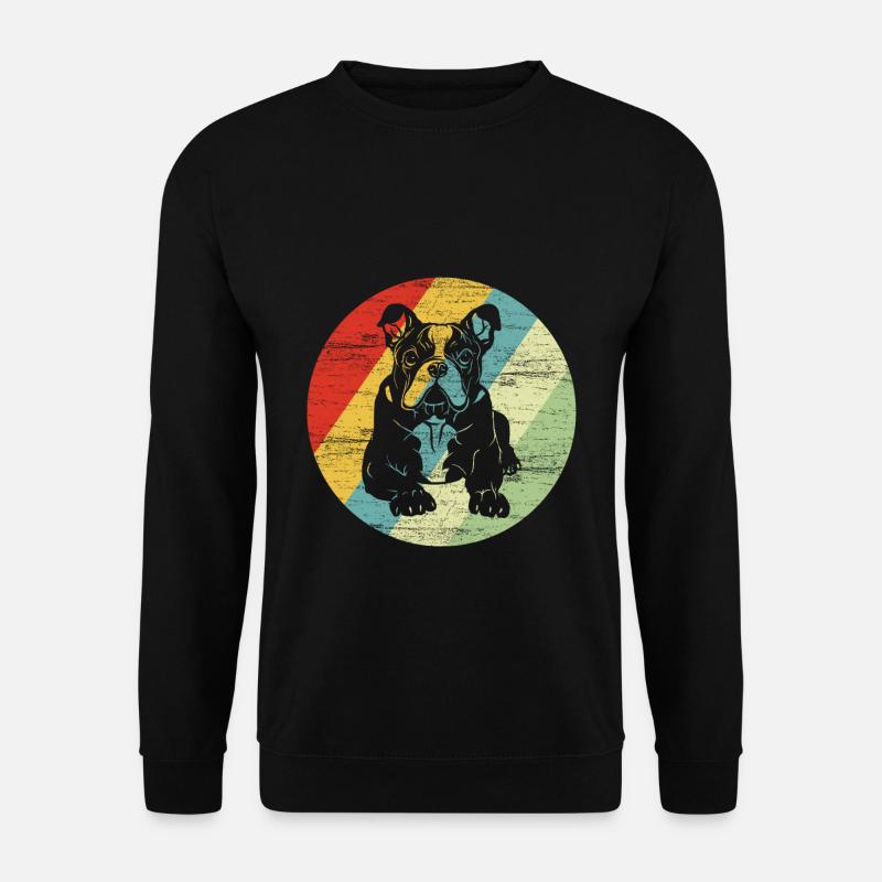 Bulldogge Retro Hunde Hunderasse Geschenk - Unisex Pullover - Schwarz