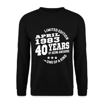 40 years old - Awesome since April 1983 - Unisex Sweatshirt - black - Front - Alina (178cm) & Michal (187cm)