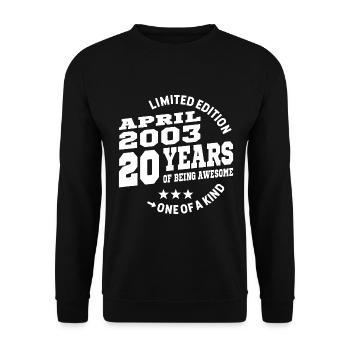 20 Jahre alt - Genial seit April 2003 - Unisex Pullover - Schwarz - Vorne - Alina (178cm) & Michal (187cm)