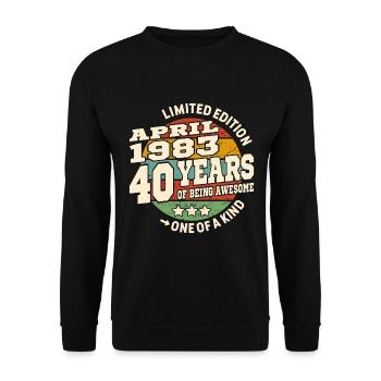 Born in April 1983 - 40 years old - Unisex Sweatshirt - black - Front - Alina (178cm) & Michal (187cm)
