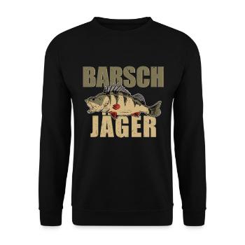 Barsch Jäger Barsche Angeln Kretzer Flussbarsch - Unisex Pullover - Schwarz - Vorne - Alina (178cm) & Michal (187cm)