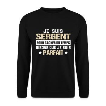 Sergent militaire cadeau drôle armée mec parfait - Sweat-shirt Unisexe - noir - Devant - Alina (178cm) & Michal (187cm)