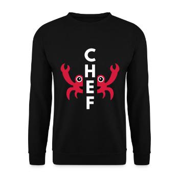 Chef (geteilte Krabbe) - Unisex Pullover - Schwarz - Vorne - Alina (178cm) & Michal (187cm)