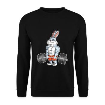 Ostern Osterhase Bodybuilding Fitness Sport Shirt - Unisex Pullover - Schwarz - Vorne - Alina (178cm) & Michal (187cm)