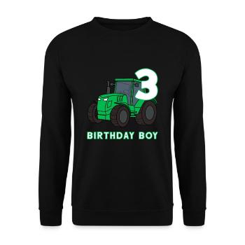 3. Geburtstag Traktor Bauernhof Bauer Kinder Party - Unisex Pullover - Schwarz - Vorne - Alina (178cm) & Michal (187cm)