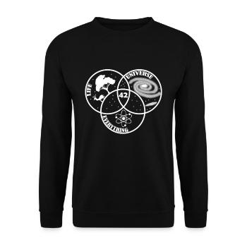 42 Die Antwort Auf Alles Universum Leben Geschenk - Unisex Pullover - Schwarz - Vorne - Alina (178cm) & Michal (187cm)