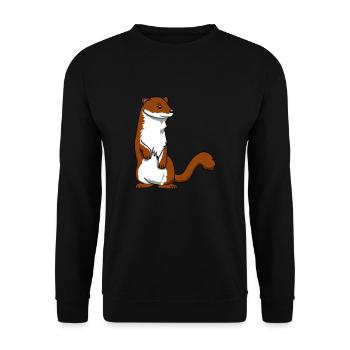Wiesel Marder Frettchen Wildtiere Natur Geschenk - Unisex Pullover - Schwarz - Vorne - Alina (178cm) & Michal (187cm)