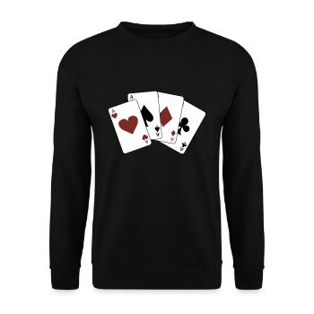 Poker Casino Glücksspiel Vegas Blackjack Geschenk - Unisex Pullover - Schwarz - Vorne - Alina (178cm) & Michal (187cm)