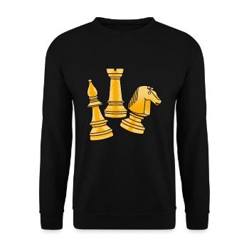 Roi des échecs Roi des échecs Pièce d'échecs Jeu de société - Sweat-shirt Unisexe - noir - Devant - Alina (178cm) & Michal (187cm)