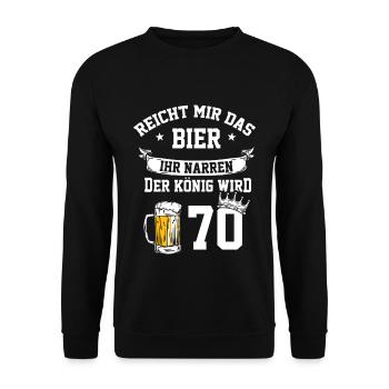70 Bier Party Geburtstag Geschenk Idee - Unisex Pullover - Schwarz - Vorne - Alina (178cm) & Michal (187cm)