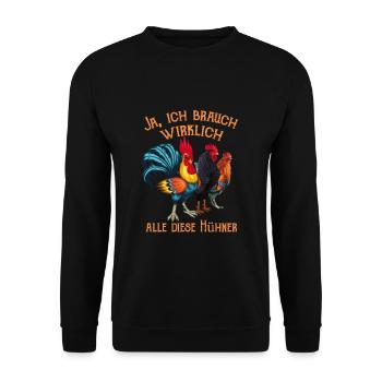 Hühner - Unisex Pullover - Schwarz - Vorne - Alina (178cm) & Michal (187cm)