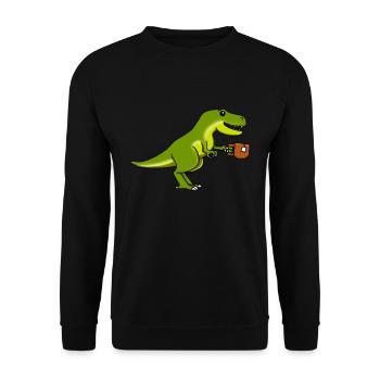 Tee Dinosaurier T Rex Tyrannosaurus Wortspiel - Unisex Pullover - Schwarz - Vorne - Alina (178cm) & Michal (187cm)