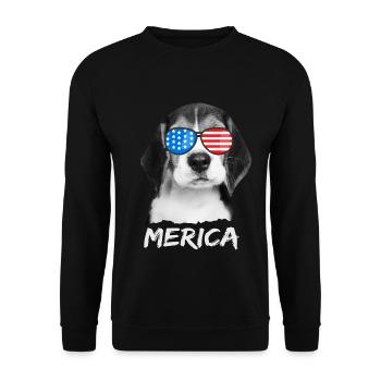 Beagle USA America Chien US États-Unis - Sweat-shirt Unisexe - noir - Devant - Alina (178cm) & Michal (187cm)