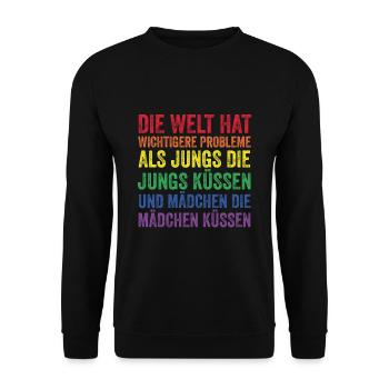 Regenbogenfahne - Unisex Pullover - Schwarz - Vorne - Alina (178cm) & Michal (187cm)