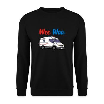 Krankenwagen Rettungsdienst Sanitäter Notarzt - Unisex Pullover - Schwarz - Vorne - Alina (178cm) & Michal (187cm)