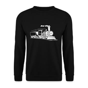 Zug Fahren Eisenbahn Lokomotive Bahnhof Geschenk - Unisex Pullover - Schwarz - Vorne - Alina (178cm) & Michal (187cm)