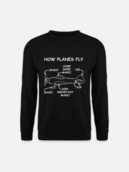 Flugzeug Pilot Luftfahrt Fliegen Maschine Flug - Unisex Pullover - Schwarz