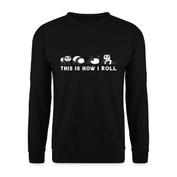 How I Roll Panda Bär Pandabär Abenteuer Geschenk - Unisex Pullover - Schwarz - Vorne - Alina (178cm) & Michal (187cm)