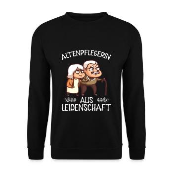 Senior Caregiver - Unisex Sweatshirt - black - Front - Alina (178cm) & Michal (187cm)