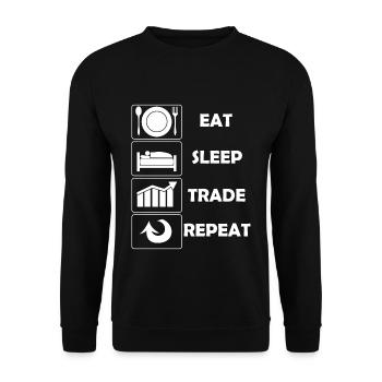 Trading Trading Food Sleeping Trades Stock Market - Unisex Sweatshirt - black - Front - Alina (178cm) & Michal (187cm)