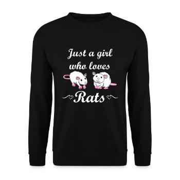 Rat girl mouse rat lovers gift - Unisex Sweatshirt - black - Front - Alina (178cm) & Michal (187cm)