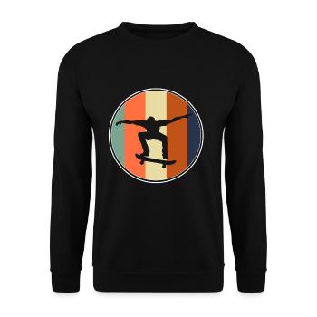 Skateboard Skate Skater Skaten Longboard Retro - Unisex Pullover - Schwarz - Vorne - Alina (178cm) & Michal (187cm)