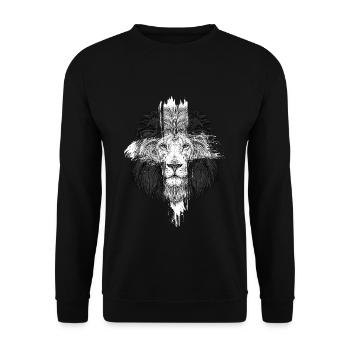 Jesus Kreuz Gott Kirche Christliche Löwe - Unisex Pullover - Schwarz - Vorne - Alina (178cm) & Michal (187cm)