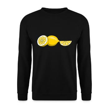 Zitrone Gelb Obst Sommer Zitrusfrüchte Limette - Unisex Pullover - Schwarz - Vorne - Alina (178cm) & Michal (187cm)