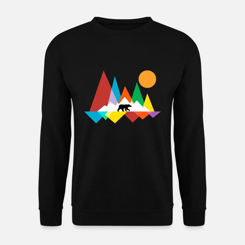 Geometrisch Bär Outdoor Berg Wandern Geschenk - Unisex Pullover - Schwarz