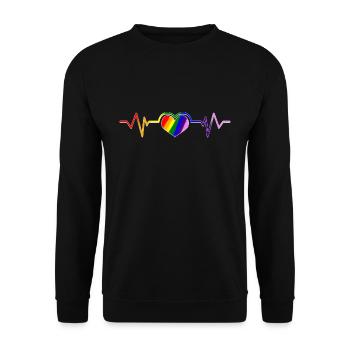 LGBTQ Heartbeat Gay Lesbian Homo Gift - Unisex Sweatshirt - black - Front - Alina (178cm) & Michal (187cm)