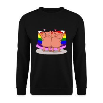 LGBTQ pig discrimination gay gift - Unisex Sweatshirt - black - Front - Alina (178cm) & Michal (187cm)