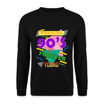 90er Jahre Retro Hipster Musik Vintage Geschenk - Unisex Pullover - Schwarz - Vorne - Alina (178cm) & Michal (187cm)