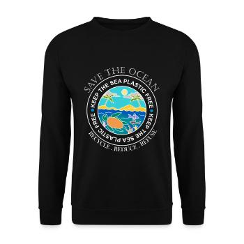 Save the ocean plastic ocean plastic gift - Unisex Sweatshirt - black - Front - Alina (178cm) & Michal (187cm)