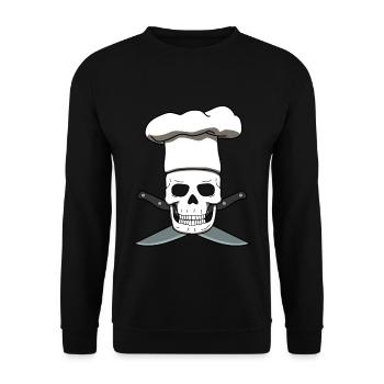 Chef Skull Chef Chef Cuisine Cuisine - Sweat-shirt Unisexe - noir - Devant - Alina (178cm) & Michal (187cm)