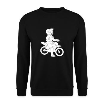 Dirtbike Kind Motocross Motorrad Biker Rennen - Unisex Pullover - Schwarz - Vorne - Alina (178cm) & Michal (187cm)
