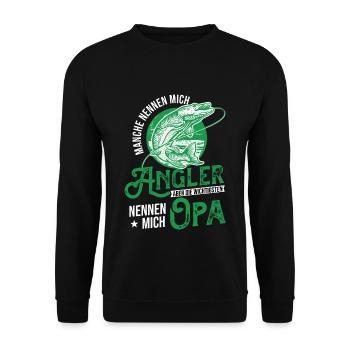 Angler Opa - Unisex Pullover - Schwarz - Vorne - Alina (178cm) & Michal (187cm)