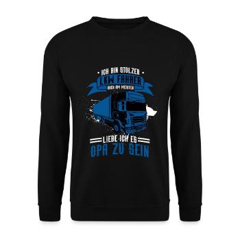 Opa LKW Fahrer Opa Werden Überraschung 2020 - Unisex Pullover - Schwarz - Vorne - Alina (178cm) & Michal (187cm)