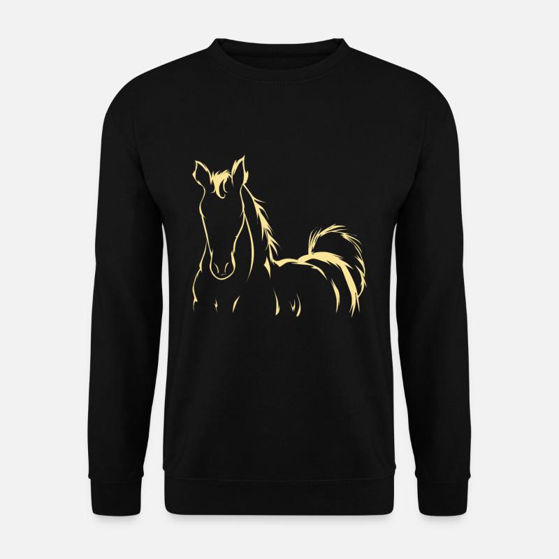 Pferde Zeichnung Reiten Pony Reiter Geschenk - Unisex Pullover - Schwarz