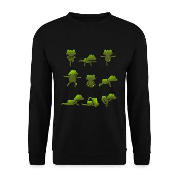Yoga Frosch Froschyoga Meditation Frösche Geschenk - Unisex Pullover - Schwarz - Vorne - Alina (178cm) & Michal (187cm)