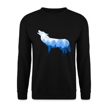 Wolf Wölfe Berge Natur Wild Wildnis Geschenk - Unisex Pullover - Schwarz - Vorne - Alina (178cm) & Michal (187cm)