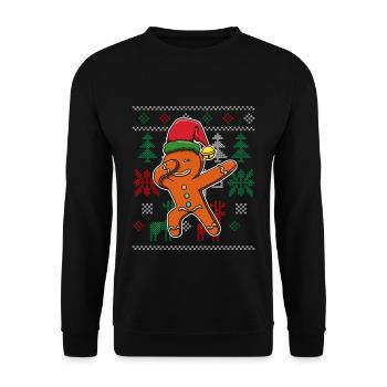 Lebkuchen Ugly Christmas Sweater Weihnachten - Unisex Pullover - Schwarz - Vorne - Alina (178cm) & Michal (187cm)