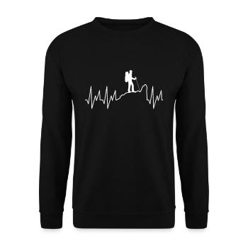 Mountain Hiking Camping Outdoor Gift - Unisex Sweatshirt - black - Front - Alina (178cm) & Michal (187cm)